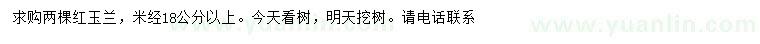 求購米徑18公分以上紅玉蘭