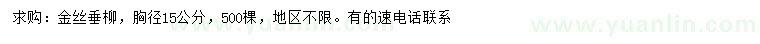 求購胸徑15公分金絲垂柳