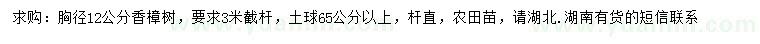 求購胸徑12公分香樟樹