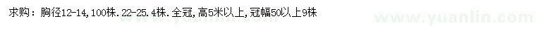 求購胸徑12-14、22-25公分大葉女貞