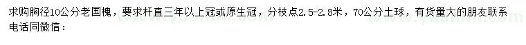 求購胸徑10公分老國槐