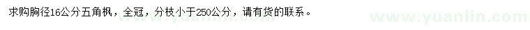 求購胸徑16公分五角楓