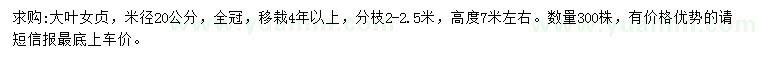 求購米徑20公分大葉女貞