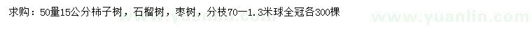 求購(gòu)柿子樹(shù)、石榴樹(shù)、棗樹(shù)