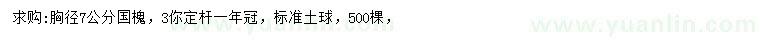 求購胸徑7公分國槐