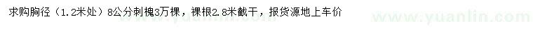 求購胸徑1.2米處量8公分刺槐