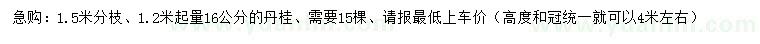 求購1.2米起量16公分丹桂