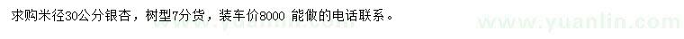 求購米徑30公分銀杏