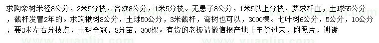 求購欒樹、合歡、無患子等
