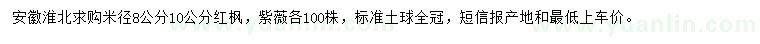 求購米徑8、10公分紅楓、紫薇