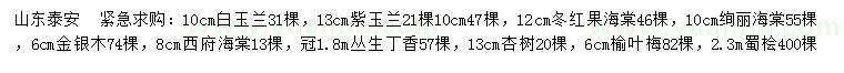 求購白玉蘭、紫玉蘭、冬紅果海棠等