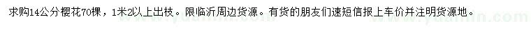 求購14公分櫻花