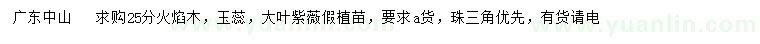 求購火焰木、玉蕊、大葉紫薇假植苗
