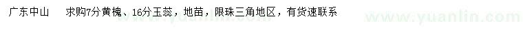 求購7公分黃槐、16公分玉蕊