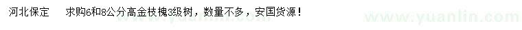 求購高6-8公分金枝槐