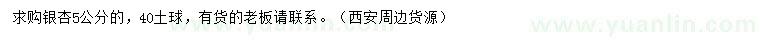 求購(gòu)5公分銀杏