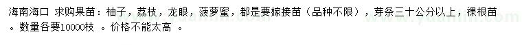 求購柚子、荔枝、龍眼等