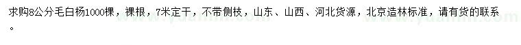 求購8公分毛白楊