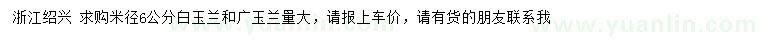 求購(gòu)米徑6公分白玉蘭、廣玉蘭