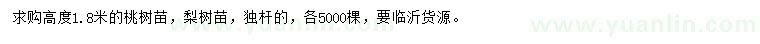 求購(gòu)高1.8米桃樹(shù)苗、梨樹(shù)苗
