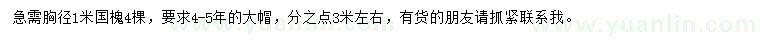 求購胸徑1米國槐
