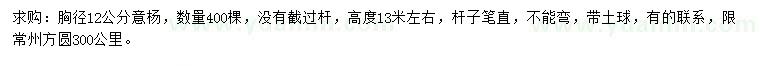 求購胸徑12公分意楊