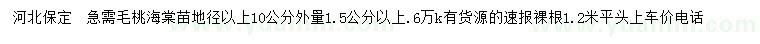 求購地徑10公分外量1.5公分以上毛桃海棠苗