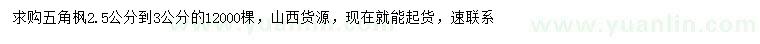 求購(gòu)2.5-3公分五角楓