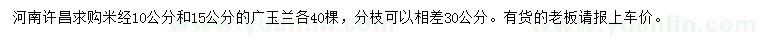 求購(gòu)米經(jīng)10、15公分廣玉蘭