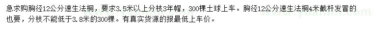 求購(gòu)胸徑12公分速生法桐