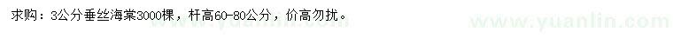 求購3公分垂絲海棠