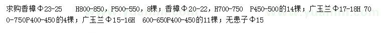 求購香樟、廣玉蘭、無患子等