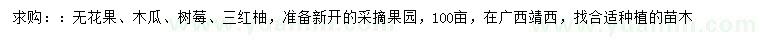 求購無花果、木瓜、樹莓等