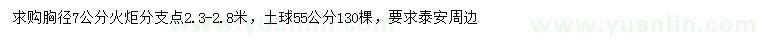求購(gòu)胸徑7公分火炬