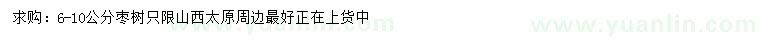 求購6-10公分棗樹