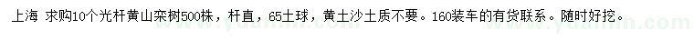 求購(gòu)10公分光桿黃山欒