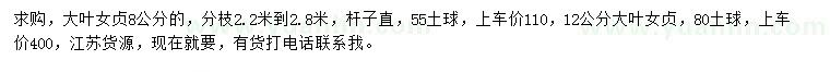 求購8、10公分大葉女貞