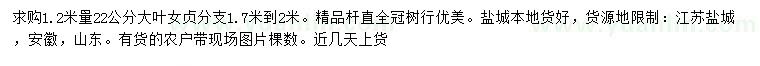 求購(gòu)1.2米量22公分大葉女貞
