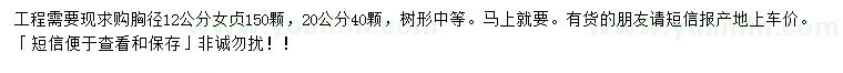 求購胸徑12、20公分女貞