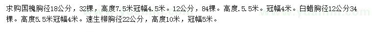求購國槐、白蠟、速生柳
