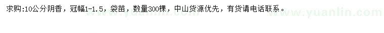 求購10公分陰香