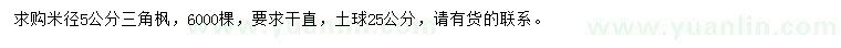 求購米徑5公分三角楓