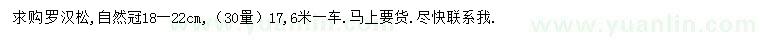 求購30量18-22公分羅漢松