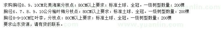 求購北美海棠、榆葉梅、紅葉李