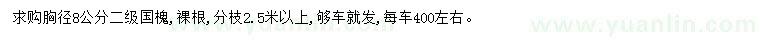 求購胸徑8公分國槐