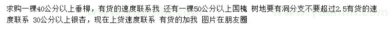 求購垂柳、國(guó)槐、銀杏