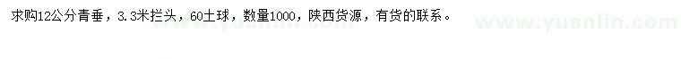求購12公分青垂