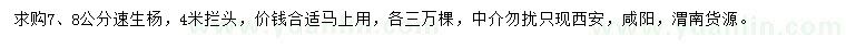 求購7、8公分速生楊