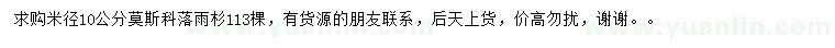 求購米徑10公分莫斯科落雨杉