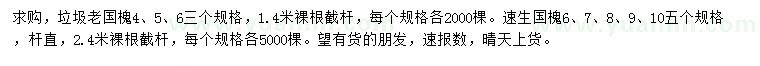 求購(gòu)4、5、6公分垃圾老國(guó)槐、6、7、8、9、10公分速生國(guó)槐